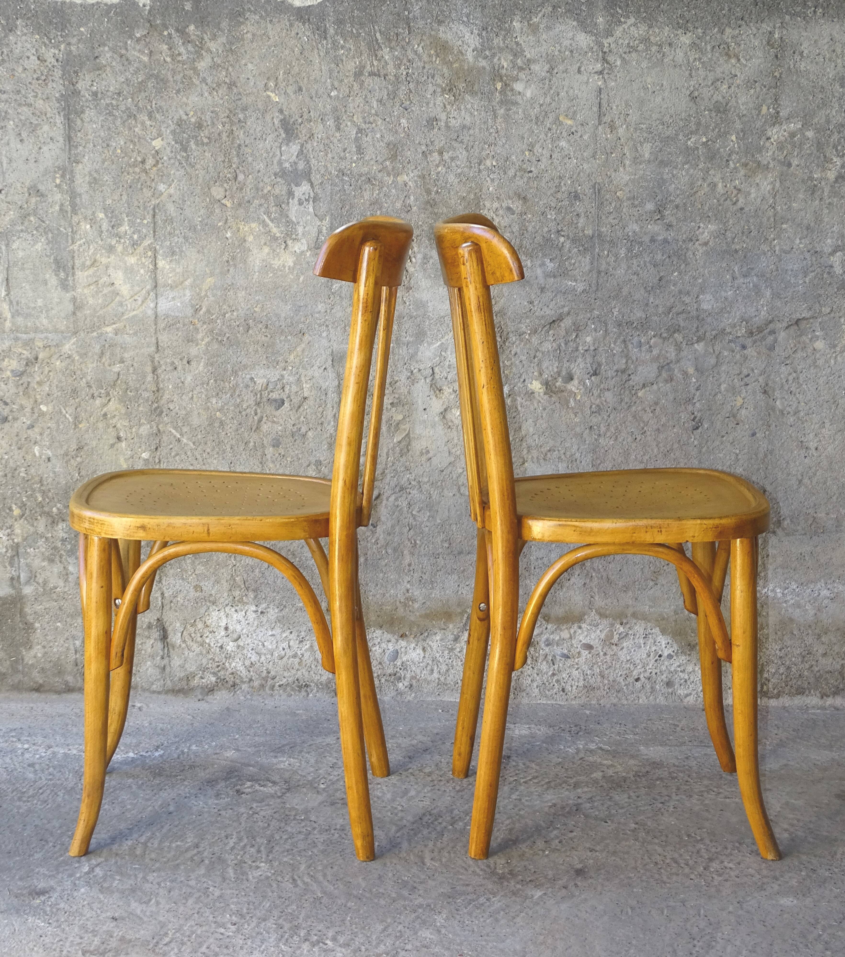 Lot of 2 chairs Fischel bistrot 1935 star seat