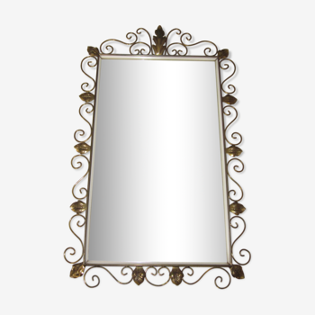 Miroir vintage en metal doré 38x53cm