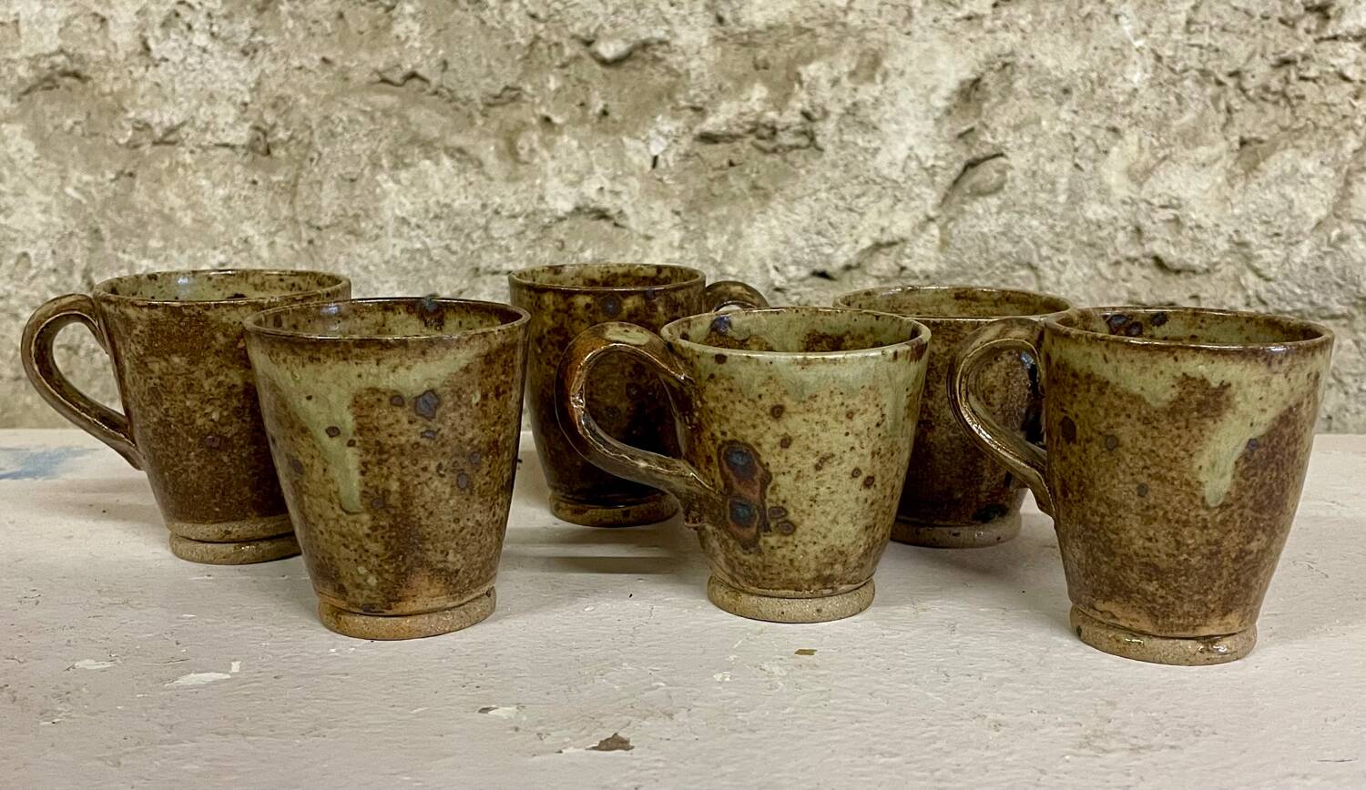 Set of 6 handcrafted stoneware cups – brown glaze