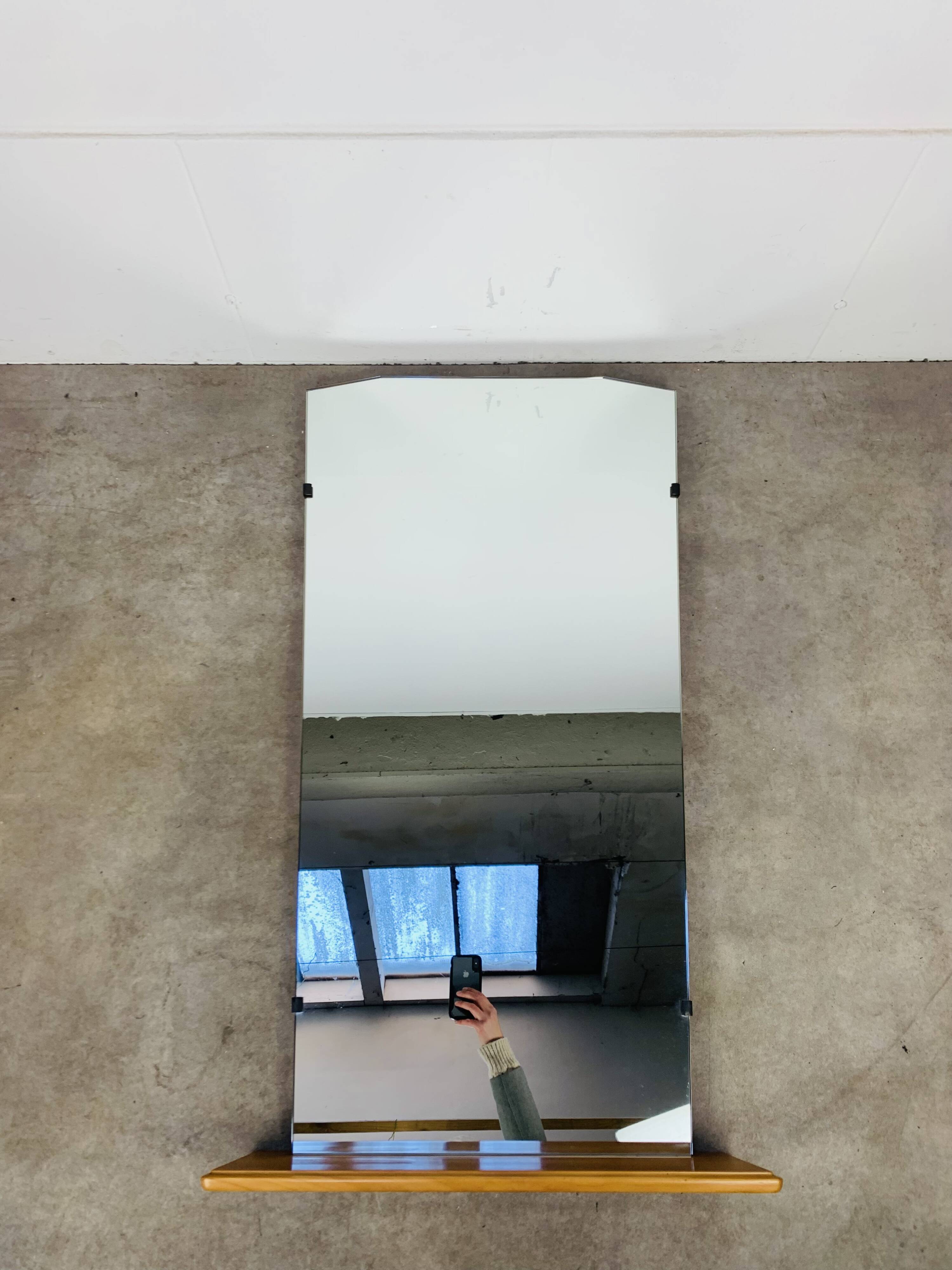 Mirror with wooden shelf, 1960s, vintage