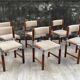 6 vintage chairs in wood, metal and fabric
