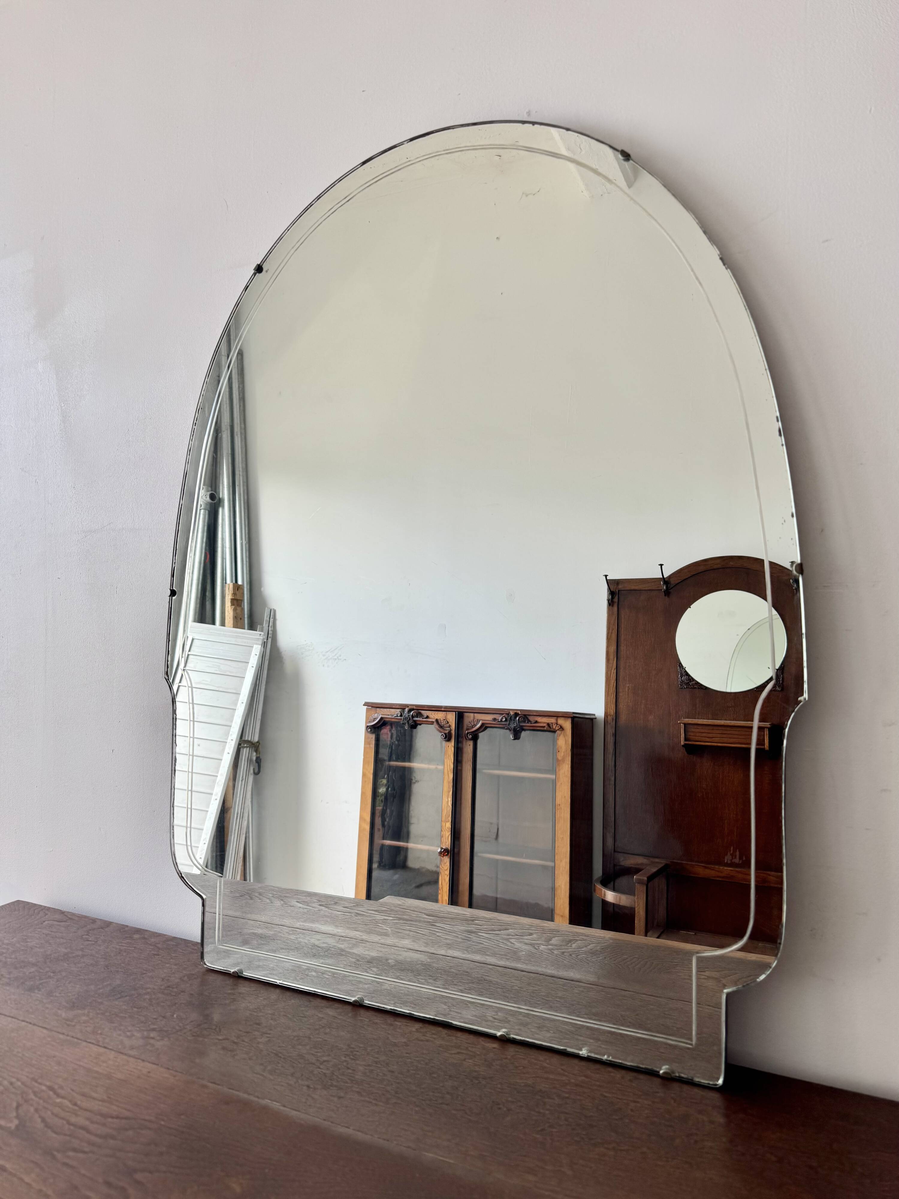 Large Vintage Mirror Frameless