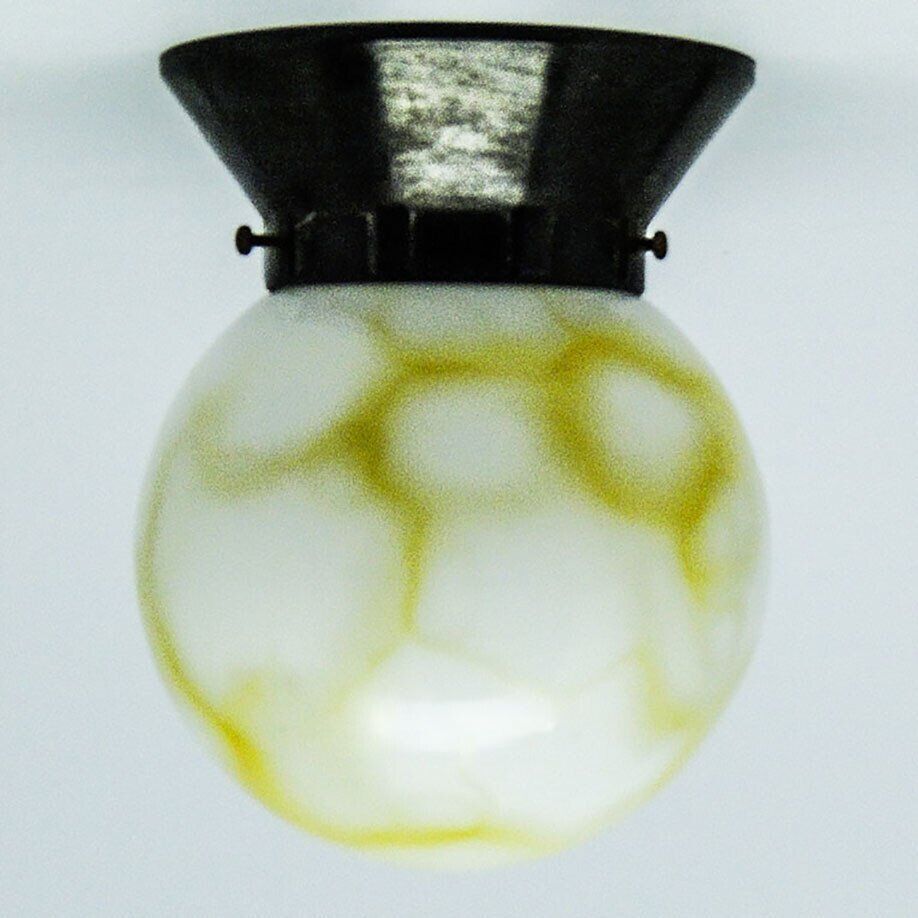 Art Deco ceiling lamp with glass shade from Polam, Poland, 1950s