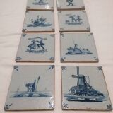 Carreaux anciens xviii siècle delft lot de 8