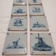Old 18th century Delft tiles set of 8