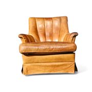 Sheep leather club chair 1970s with magazine holder