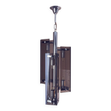 Vintage chrome and smoked glass pendant light 1970