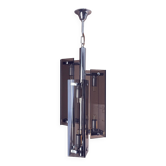 Suspension vintage chrome et verres fumés 1970