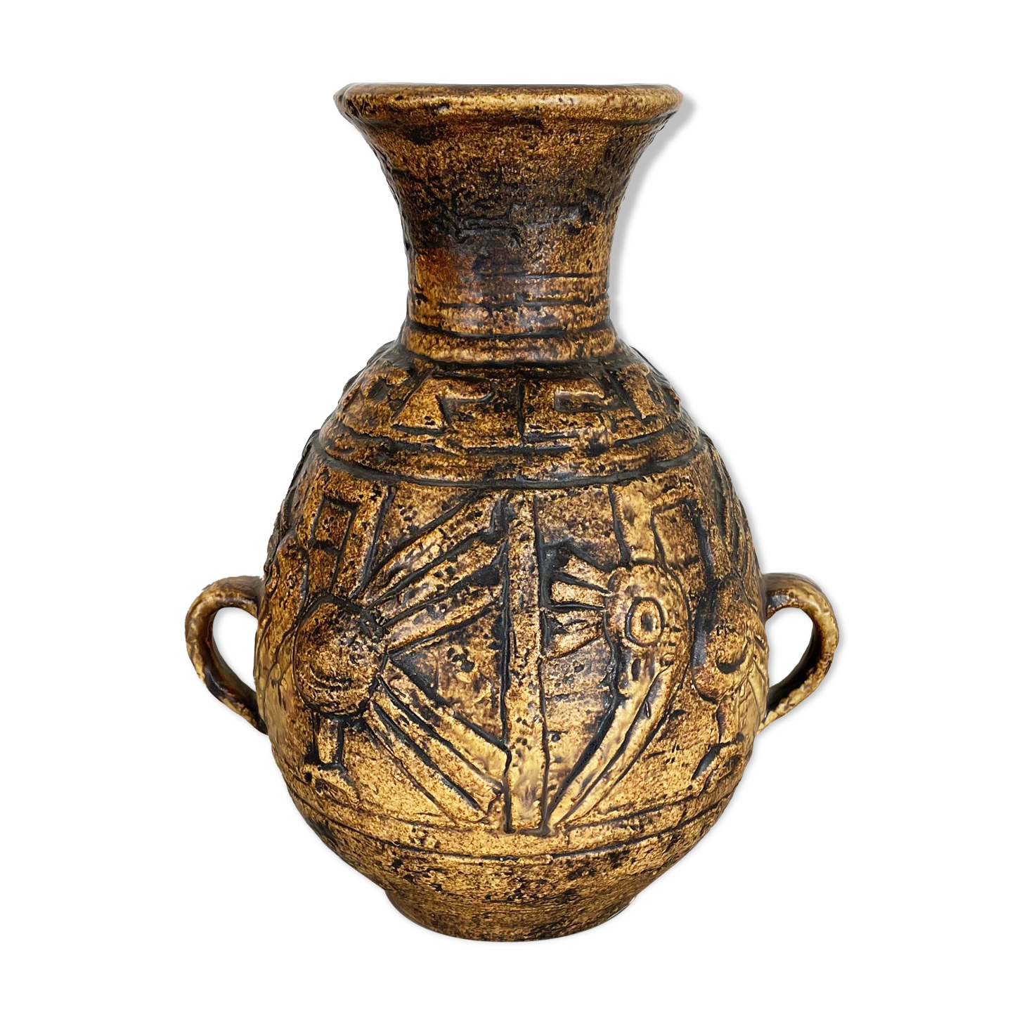 Fat lava pottery "maya tiki" vase by jasba ceramics, germany, 1970s