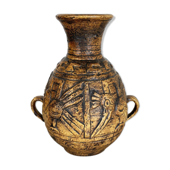 Fat lava pottery "maya tiki" vase by jasba ceramics, germany, 1970s