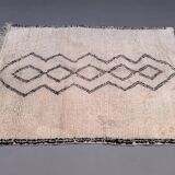 Tapis berbère marocain vintage Beni Ourain, Atlas, motif tribal, 200 x 142 cm, déstockage