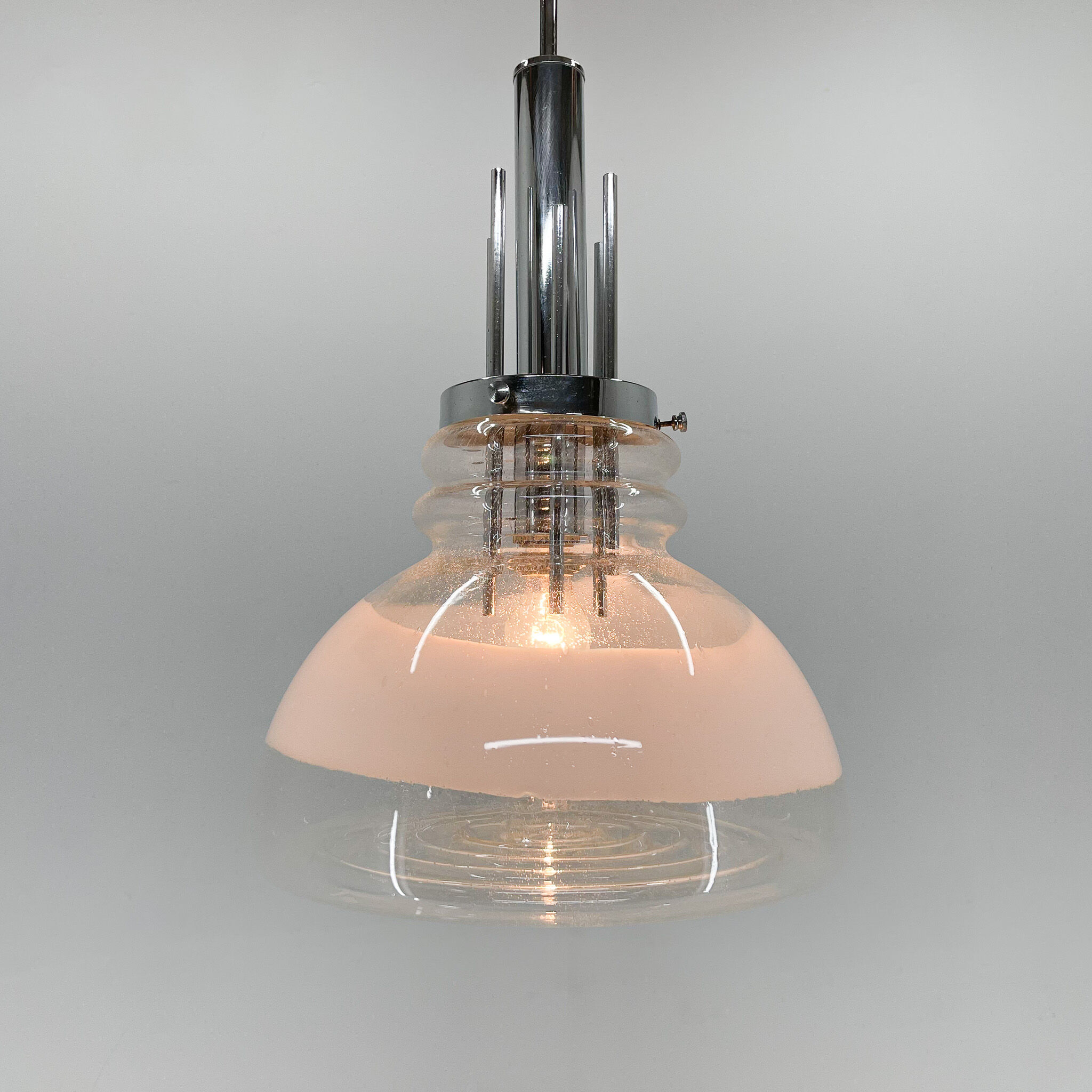 1960's Murano glass & chrome pendantby Mazzega, Italy