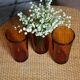 A set of 3 large amber orange glasses Duralex Vintage.