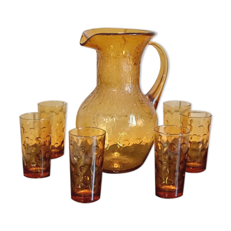 Orangeade service in amber glass