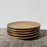 5 assiettes en dessert en grès beige