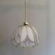 Gold metal pendant lamp and Murano glass panels by Eglo Leuchten Austria 1970