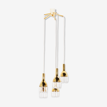 Hanging lamp brass waterfall and blown glass
