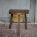 Vintage stool, wooden stool, half-moon tripod stool, occasional chair
