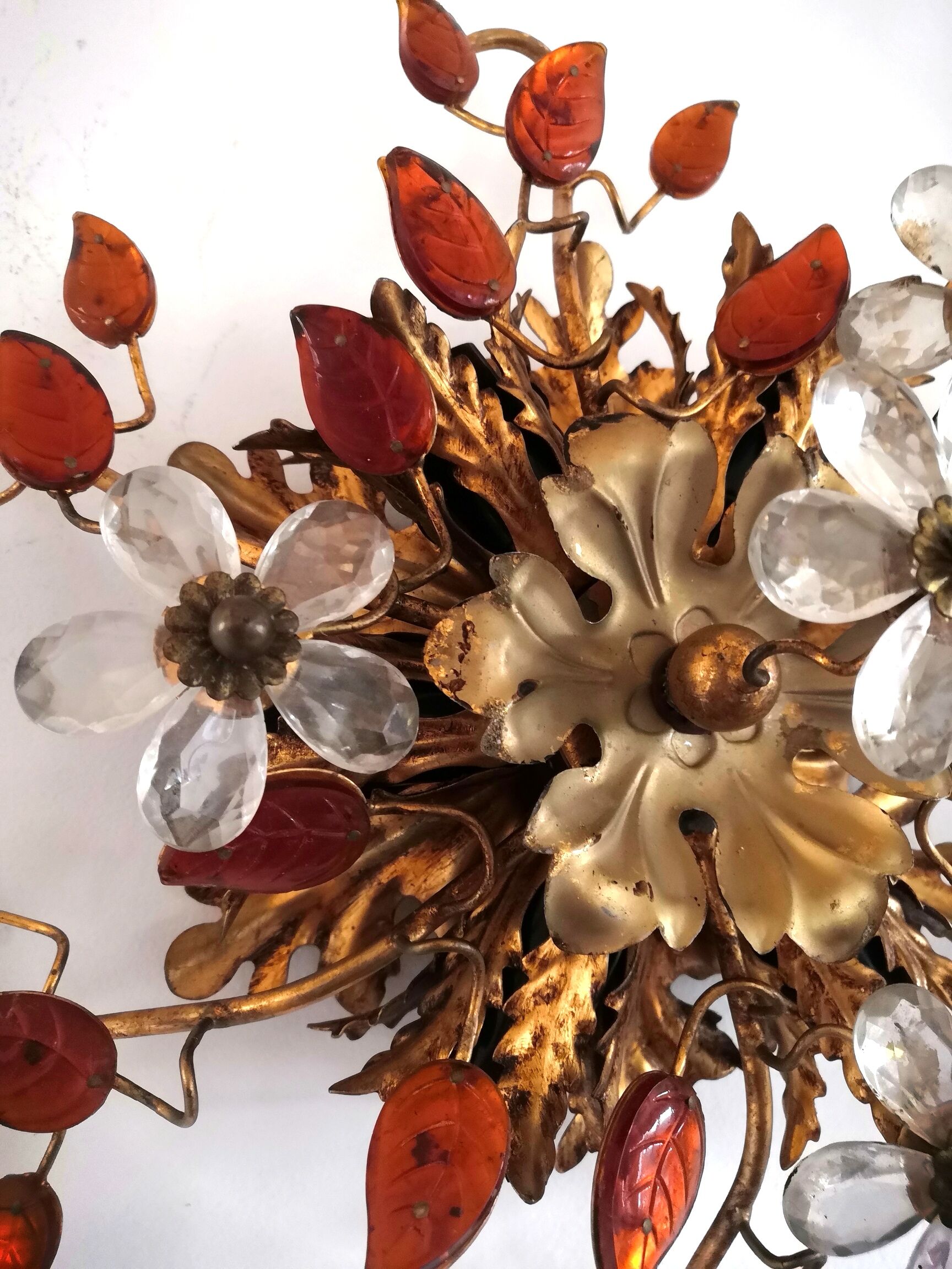 Ceiling lamp or wall lamp Maison Banci gilded metal and Murano glass