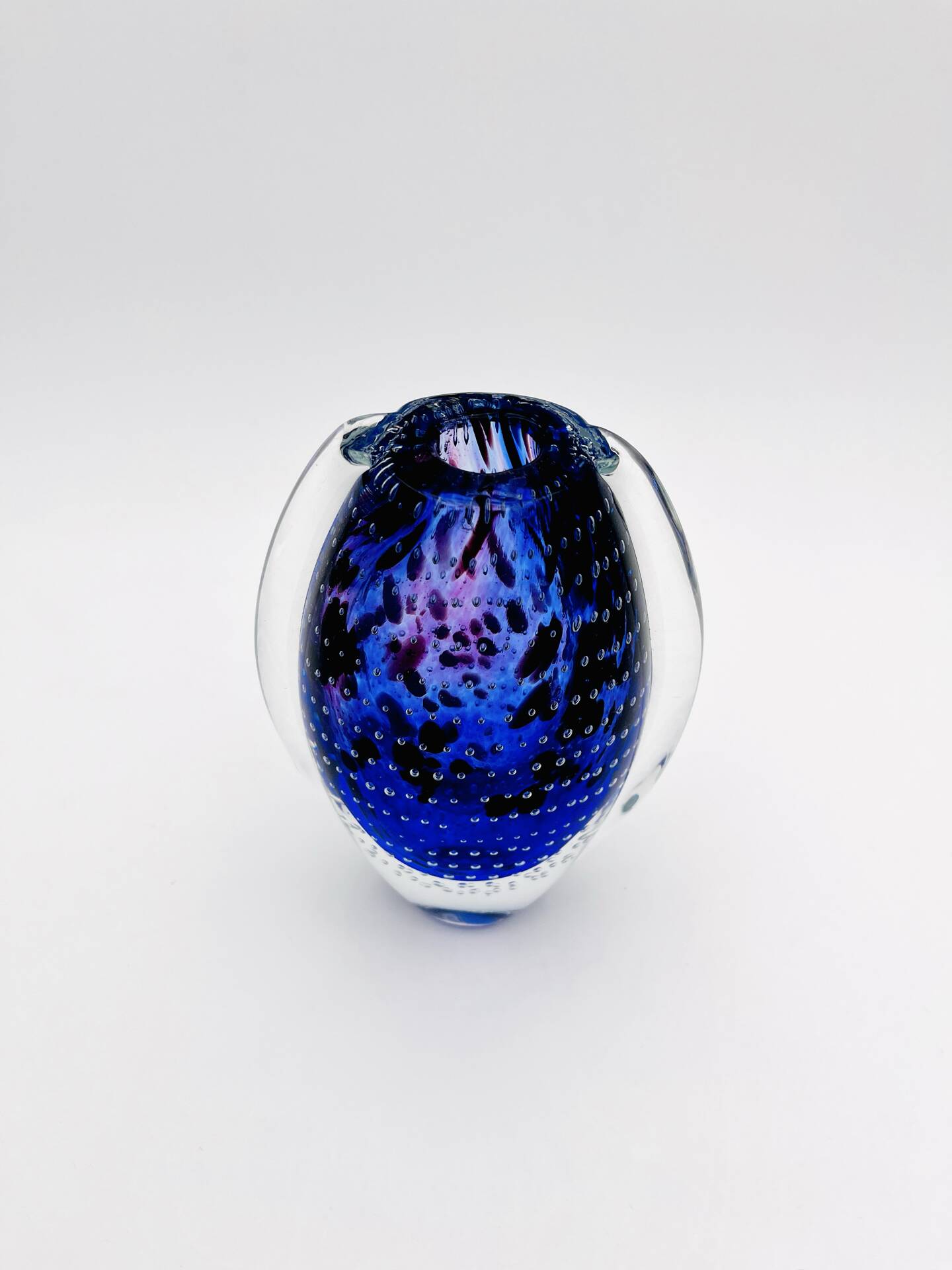 Murano Vase Sommerso Bullicante Cobalt Blue 1960s