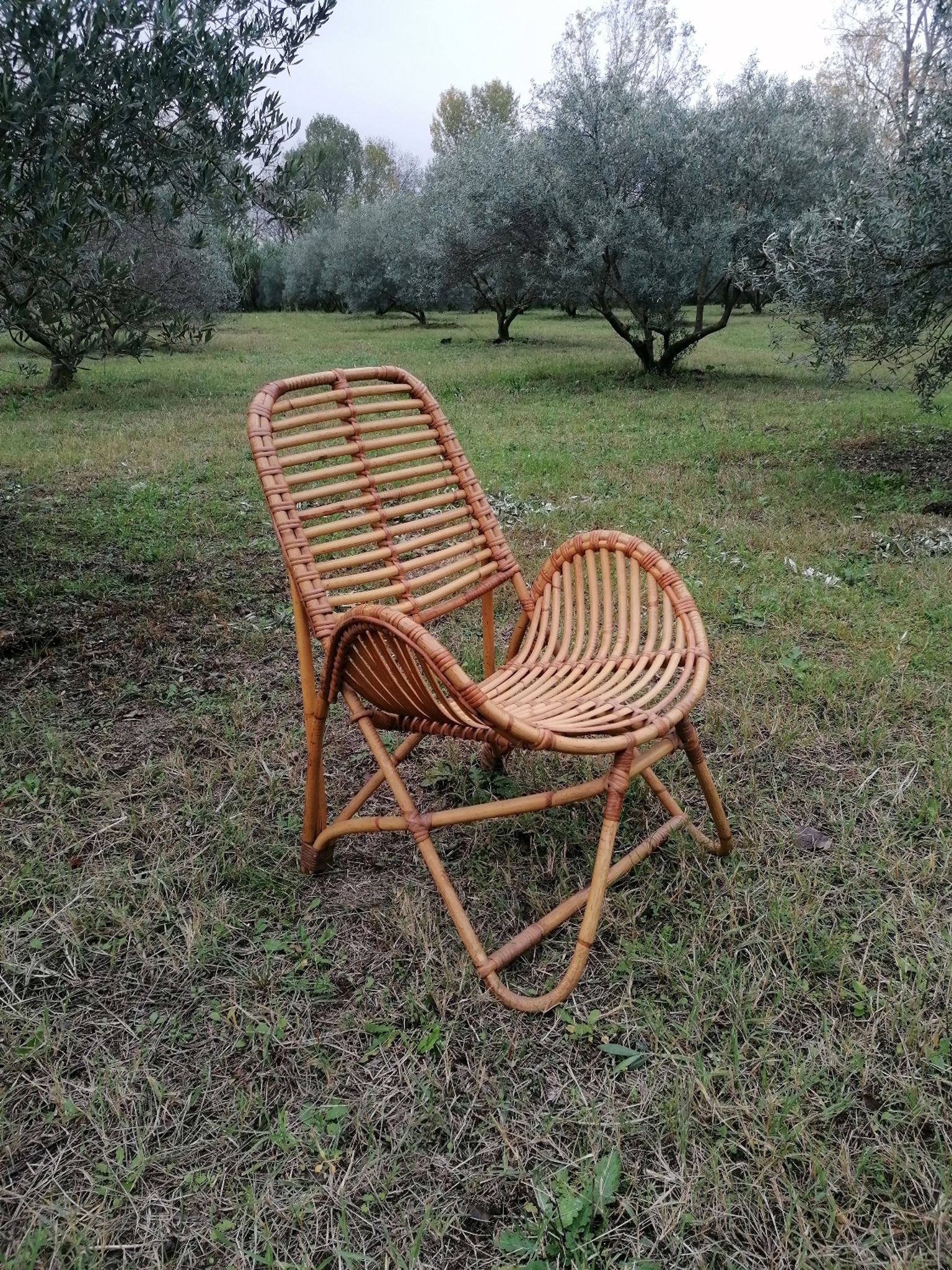 Vintage rattan armchair by Dirk Van Sliedregt for Rohe Noordwolde.