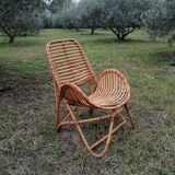 Vintage rattan armchair by Dirk Van Sliedregt for Rohe Noordwolde.