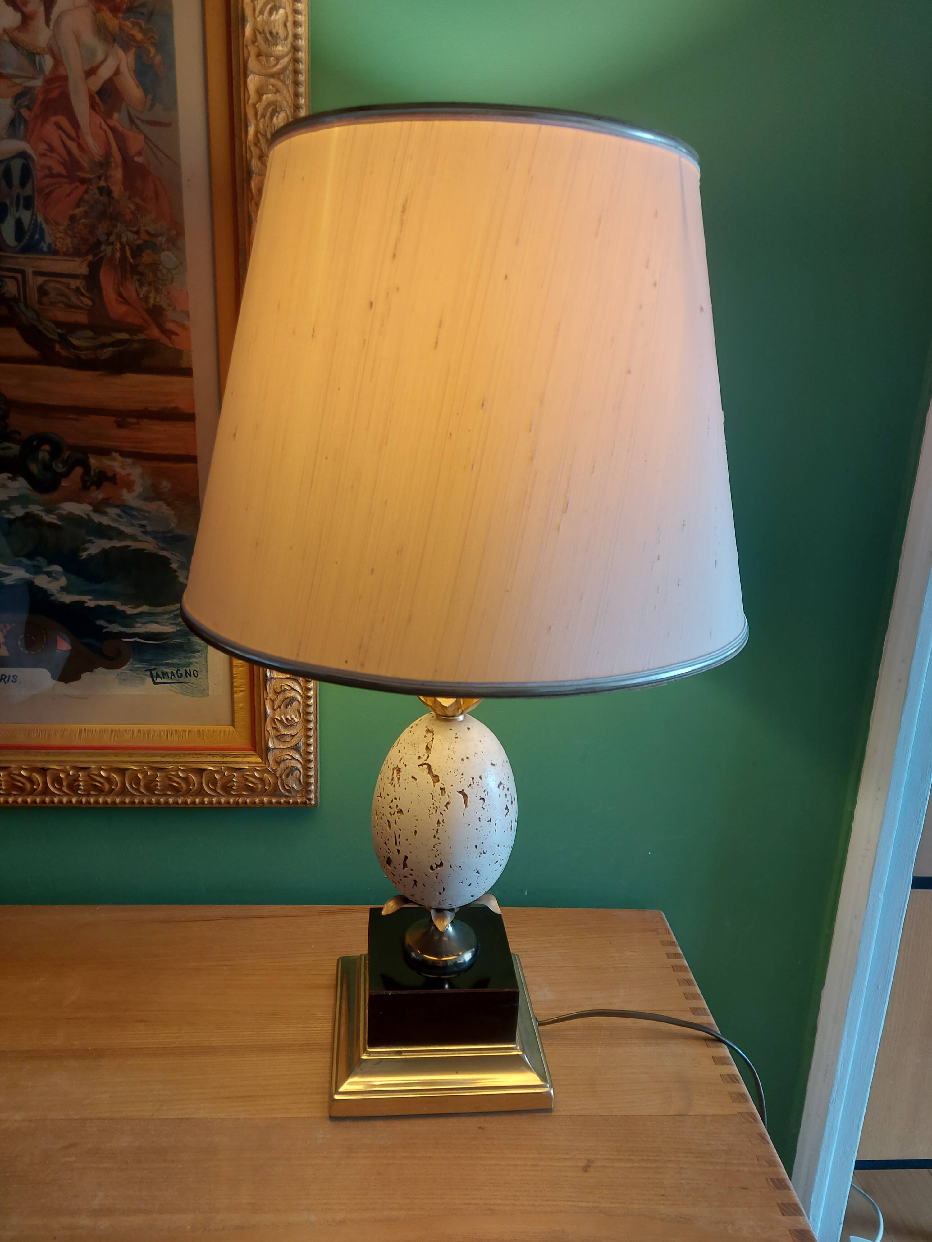 Ostrich egg lamp, Oxford model, Maison Barbier, 70'S