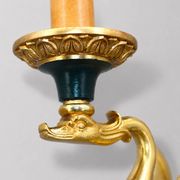 Pair of Gilded Bronze Wall Lights in Empire Style with Two Lights by Lucien Gau