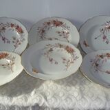 6 assiettes creuses en porcelaine. Art nouveau