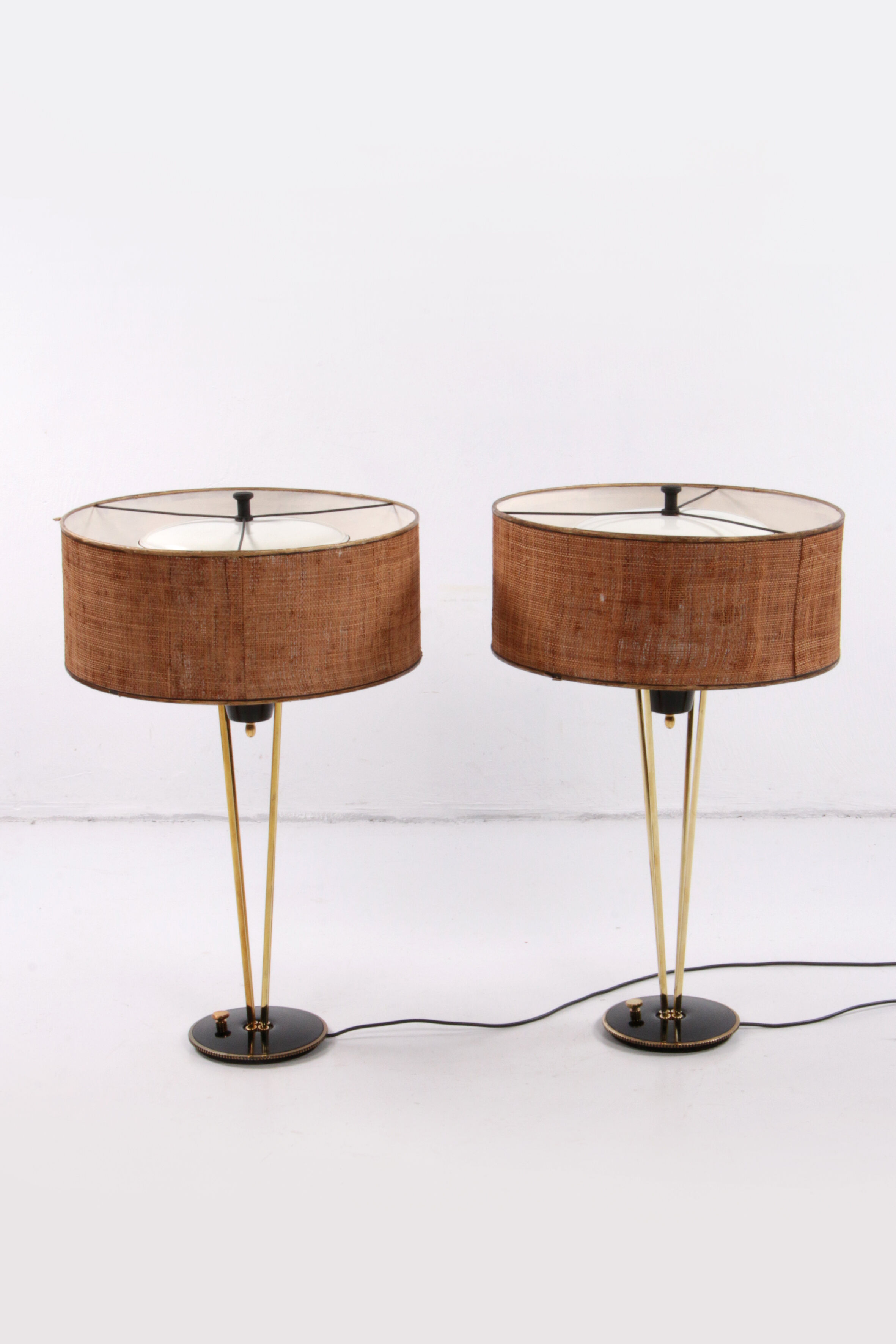 Stiffel Table lamps set Rare with original shade, 1950 USA.