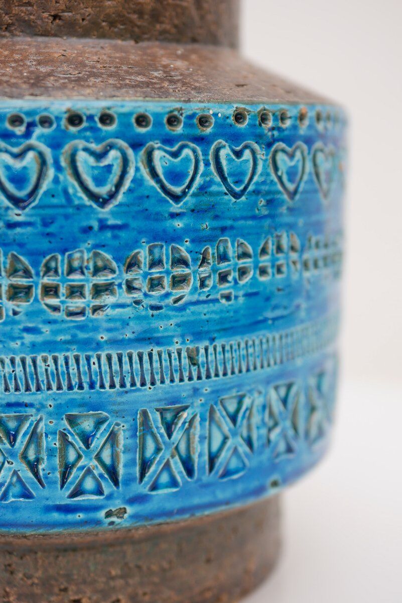 Vintage Rimini Blue Ceramic Vase by Aldo Londi for Bitossi, Italy, 1960s