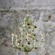Large flower and leaf chandelier, hand-painted sheet metal, Italy, 1940s