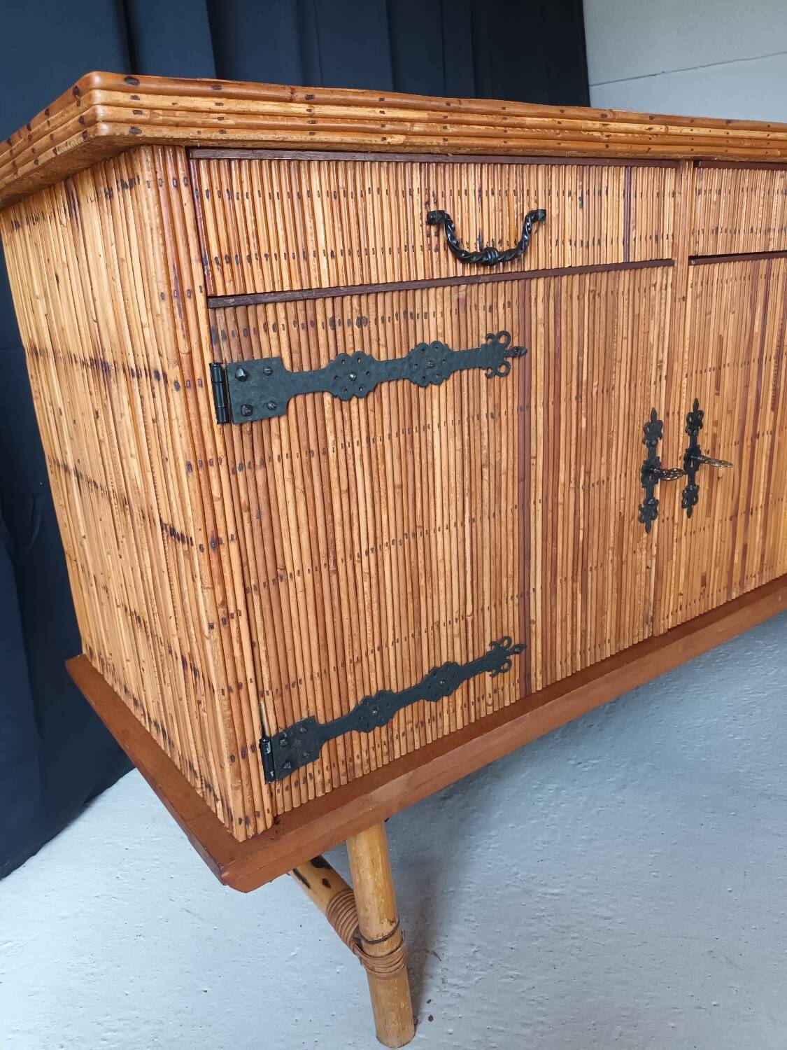 Vintage rattan sideboard