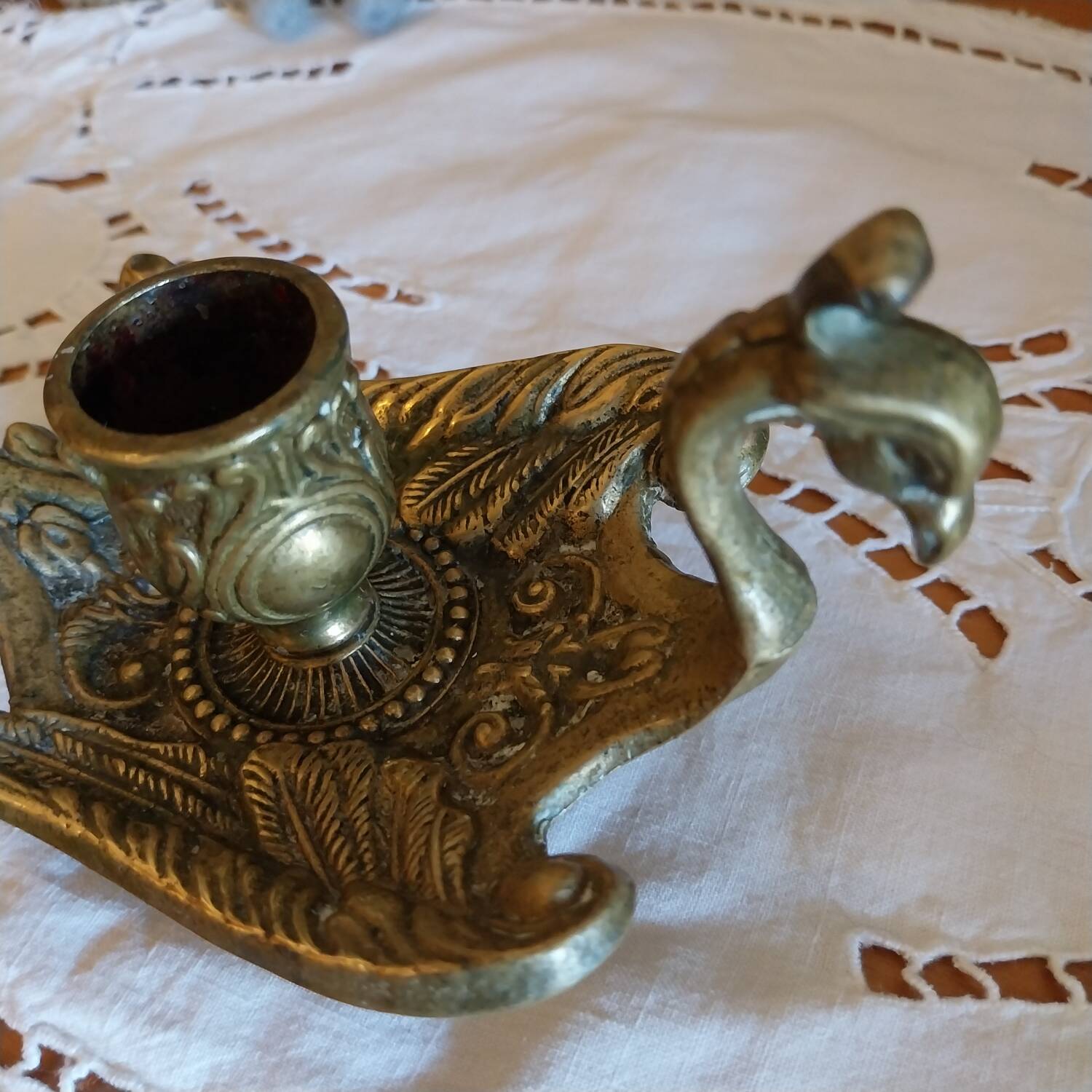 Antique gilt bronze hand candle holder