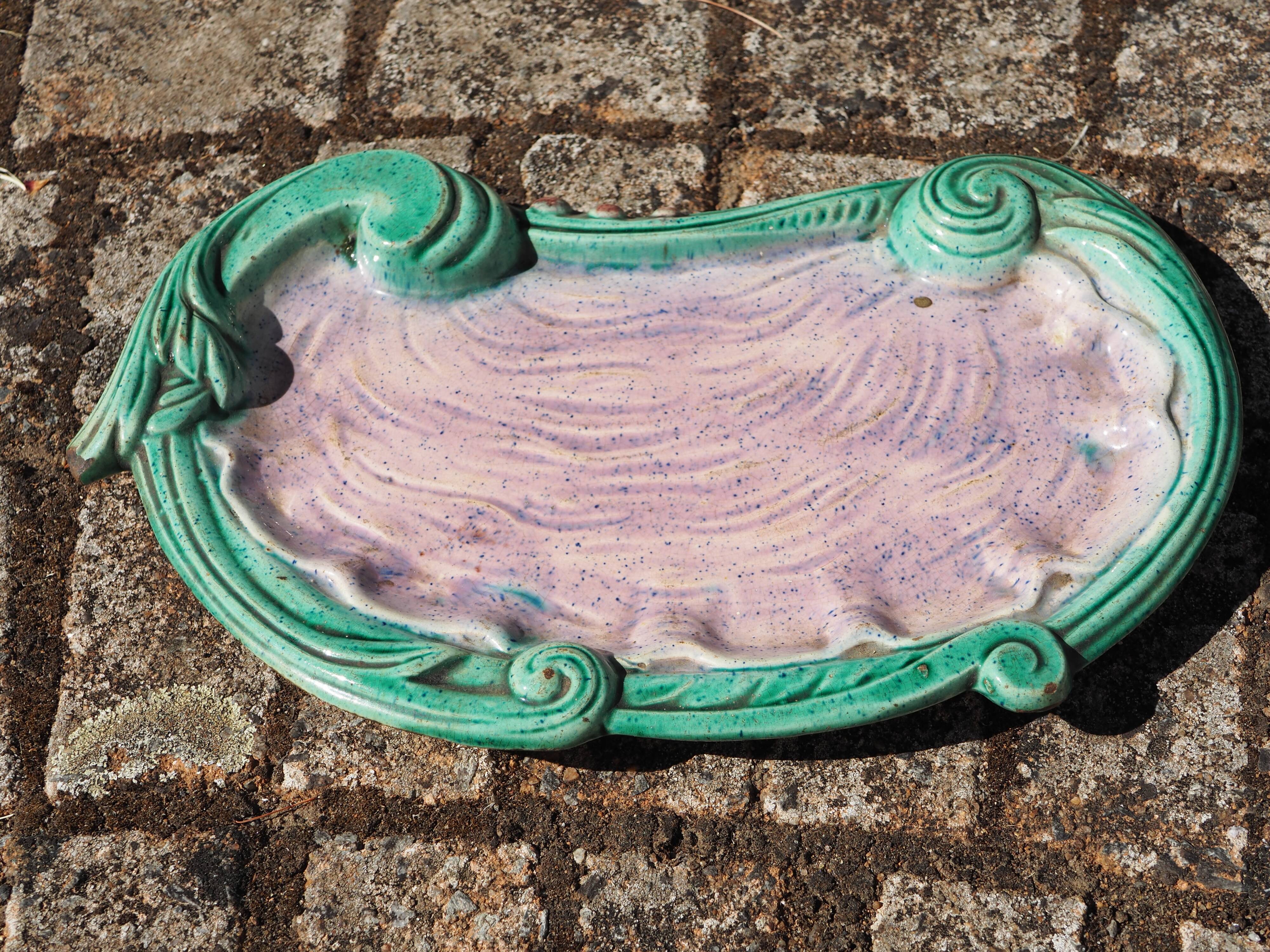 Turquoise and purple tray evoking an oyster - Art Nouveau - late 19th
