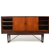 Danish teak and brass highboard by Sofus Jørgensen 1960s