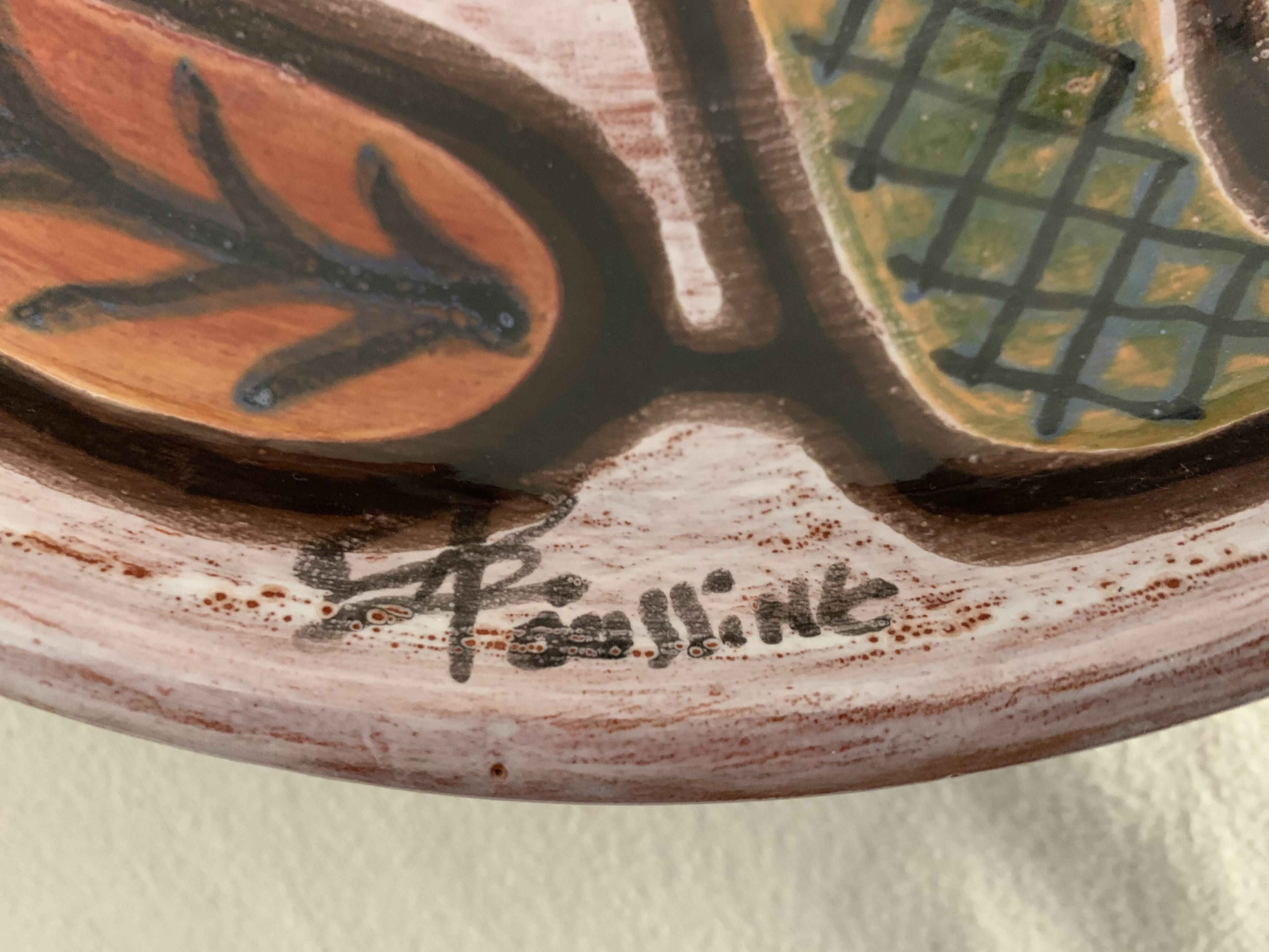 Ceramic dish enamelled by Jacques Poussines Sant Vicens 1950