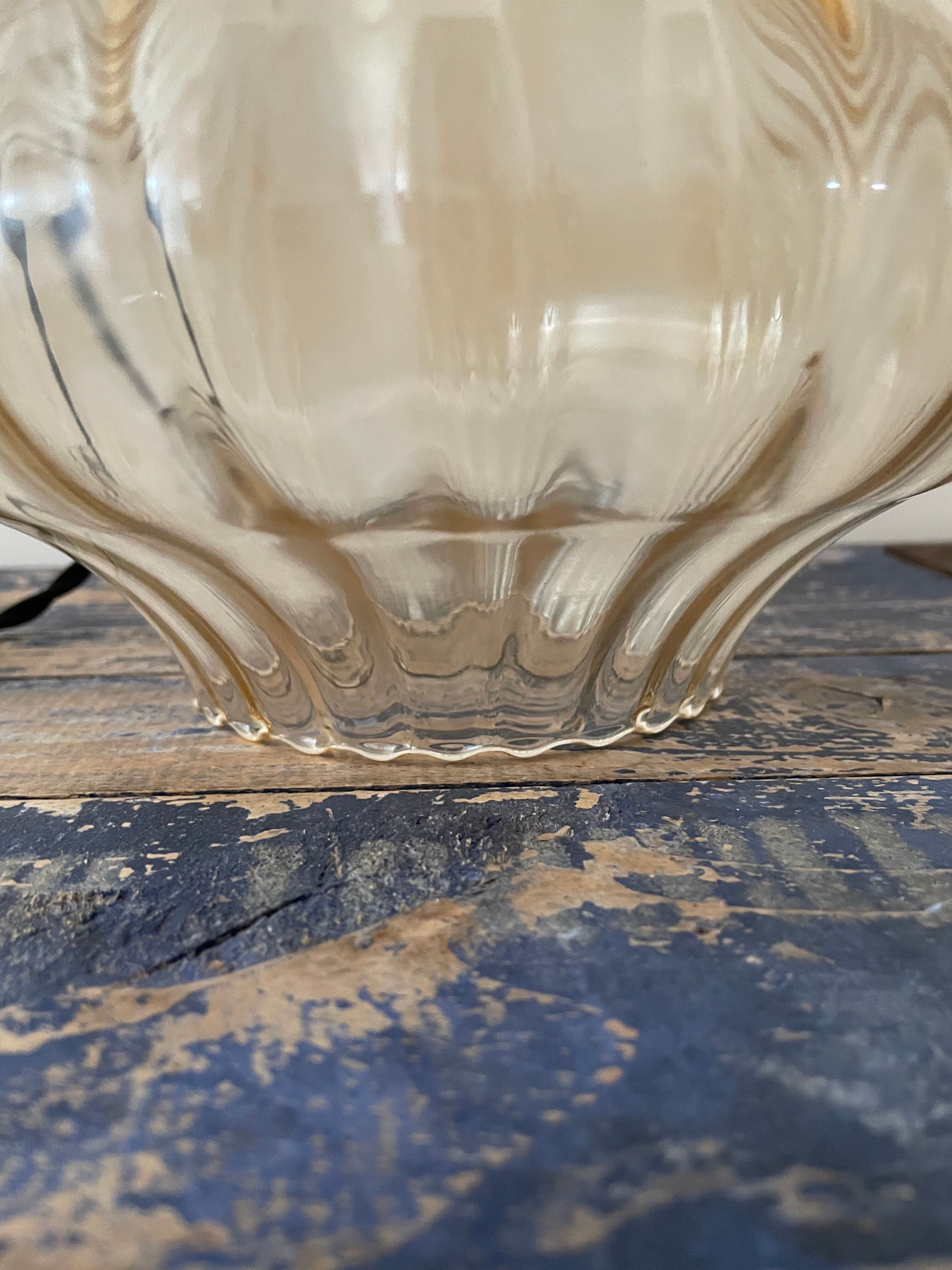 Vintage suspension lamp in electrified amber glass to nine