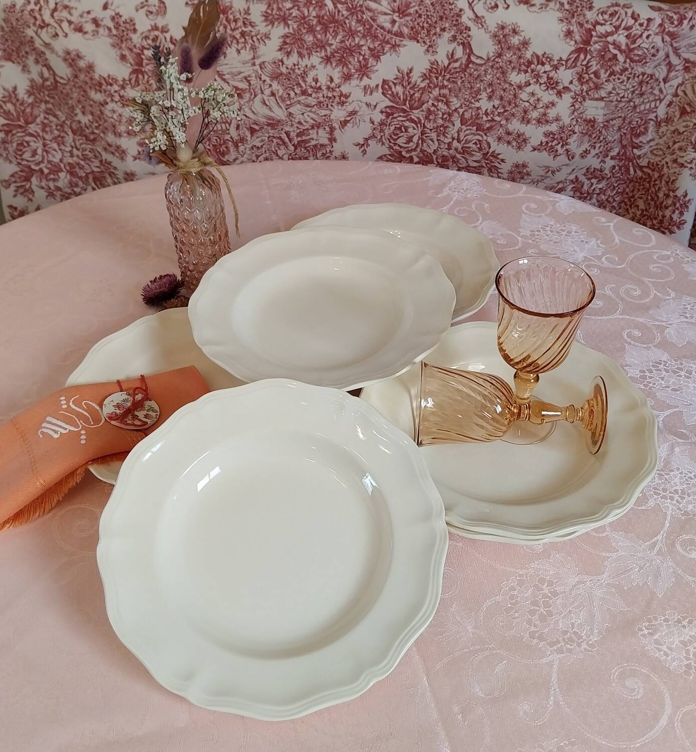 Old hollow ivory plates from Sarreguemines