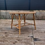 Vintage coffee table in bamboo and rattan.