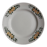 Old round footed plate signed Labrut brothers flowers