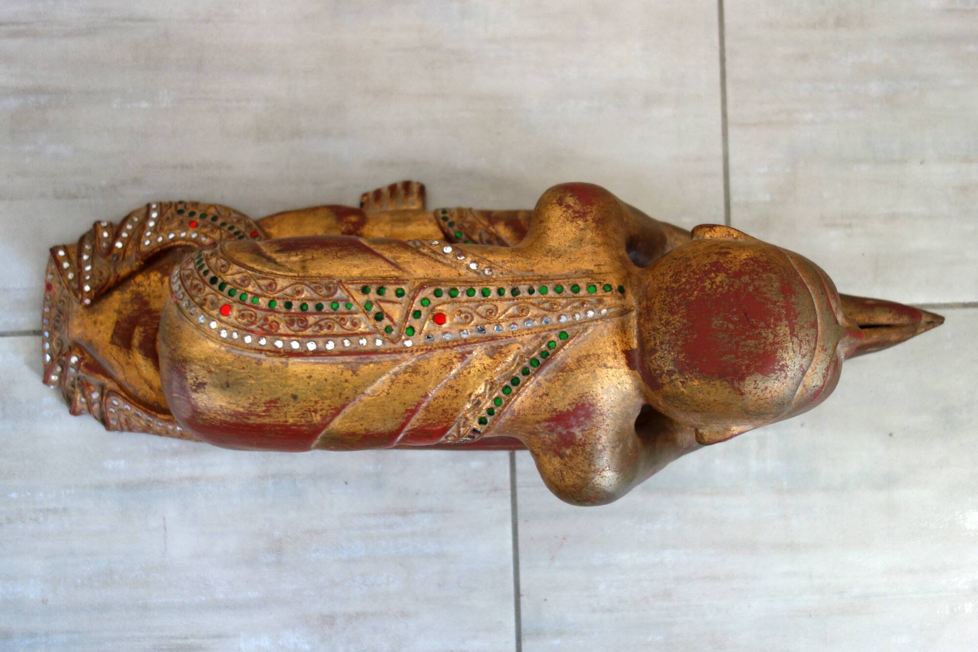 Burmese Buddhist monk statue in prayer, 19th century.