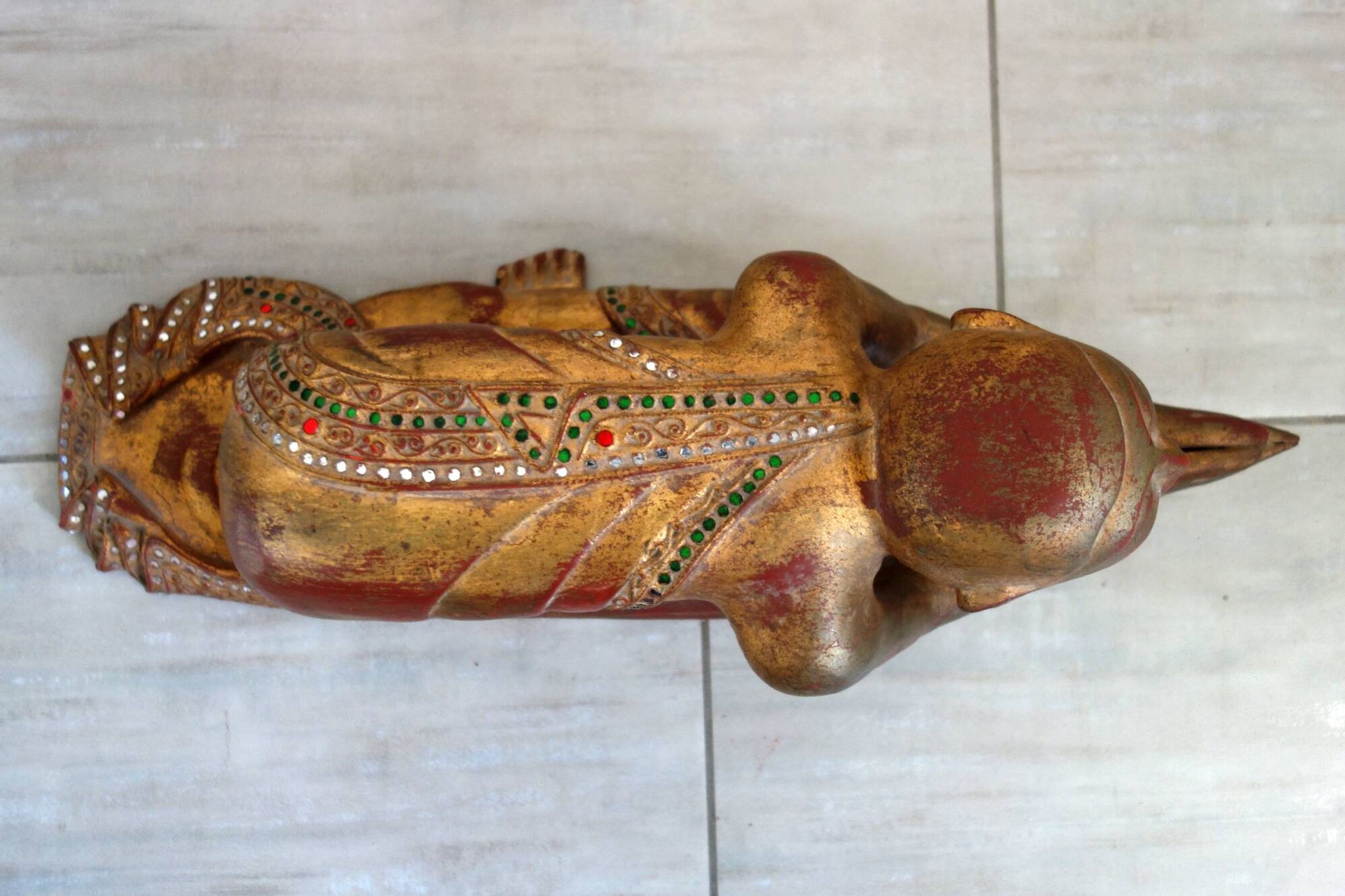 Statue Moine bouddhiste Birman en prière, XIXe siècle