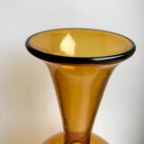 Modernist design vase in amber glass 70s