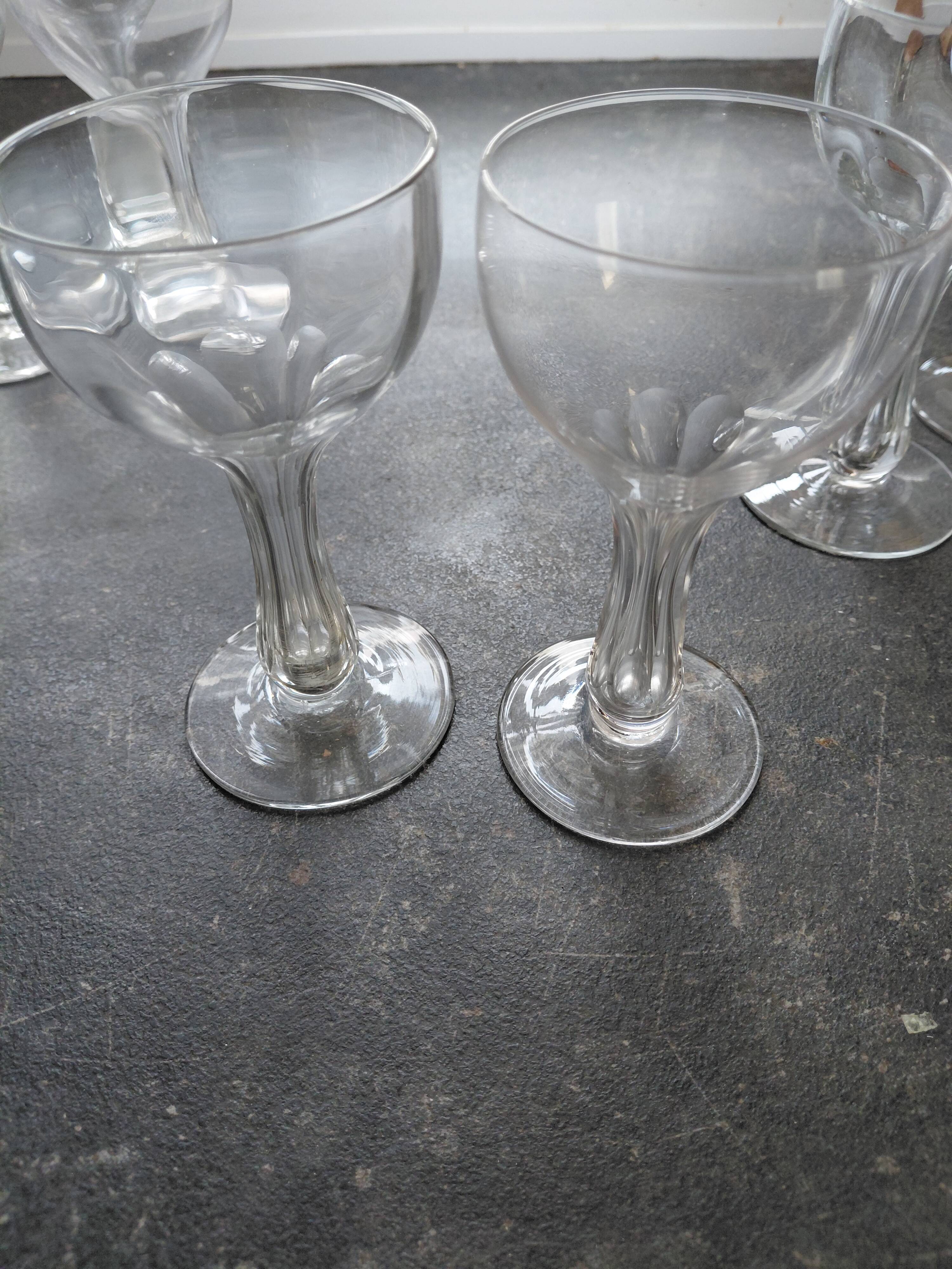 6 antique champagne flutes