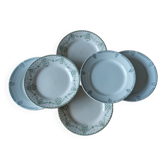Mismatched set of 6 iron earth dessert plates in green tones