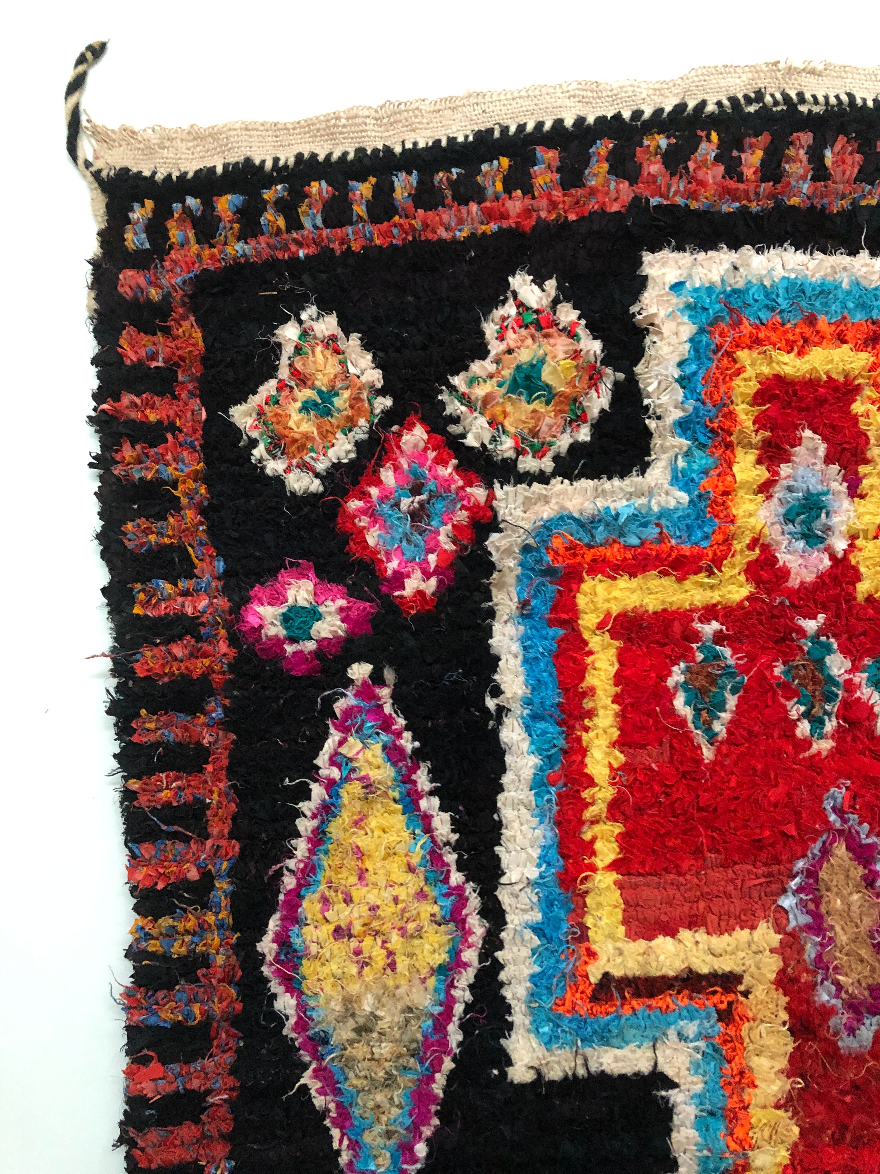 Moroccan Berber carpet Boucherouite 2.1x1.1m