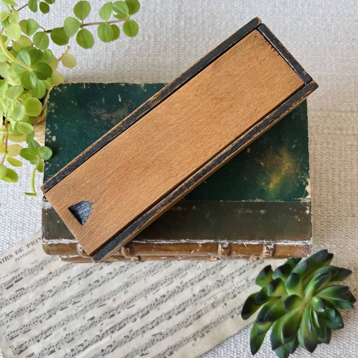 Box of wooden dominoes