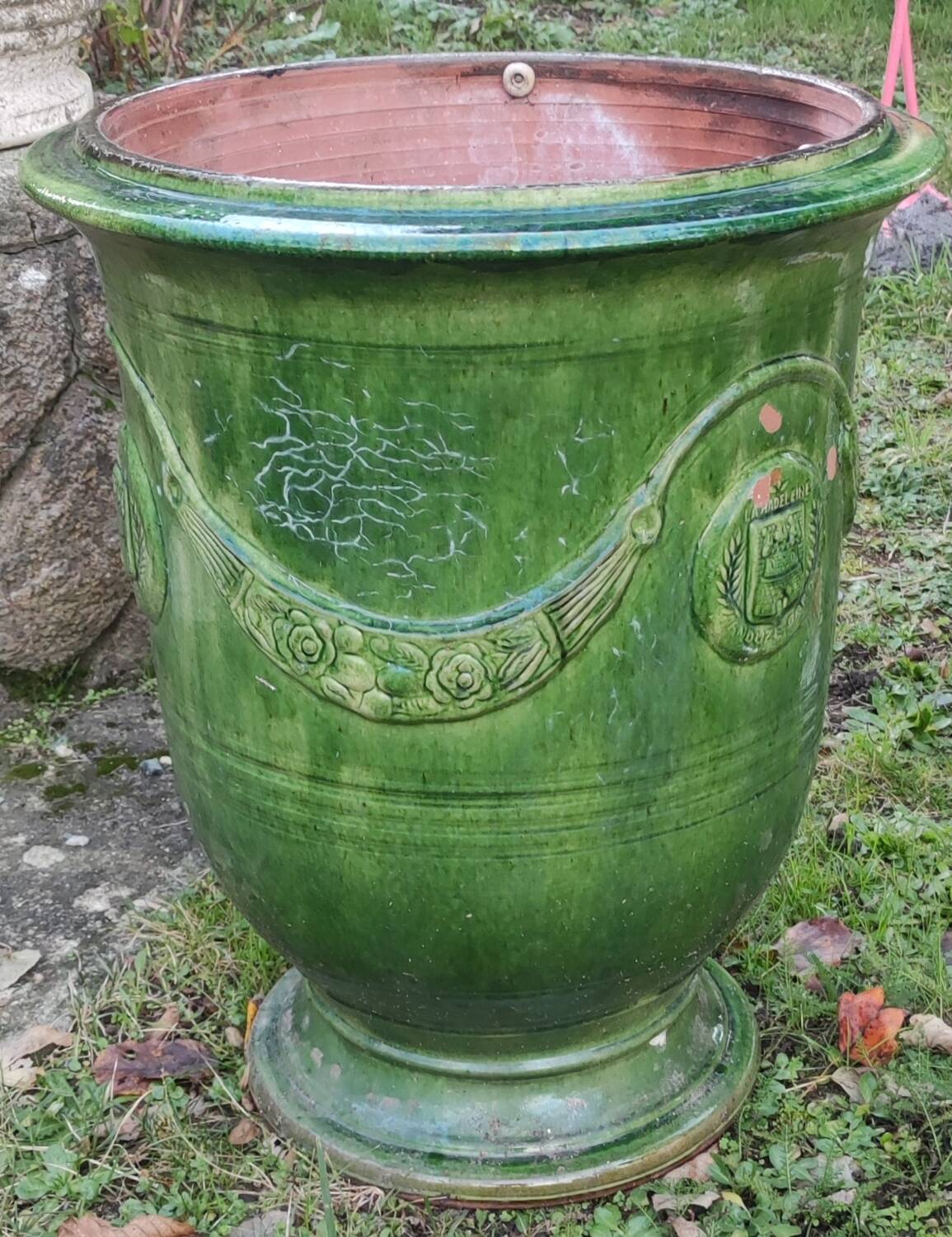 Ancienne Grande Poterie Terre cuite émaillée La Madeleine Anduze