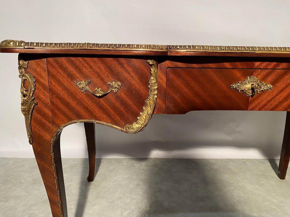 Louis XV style mahogany veneer flat desk